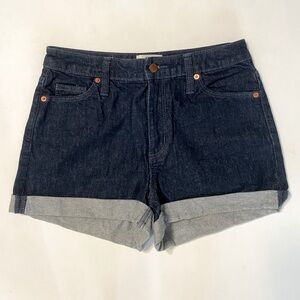 Vintage Style Midi High Rise Blue Denim Shorts Sz 4/27